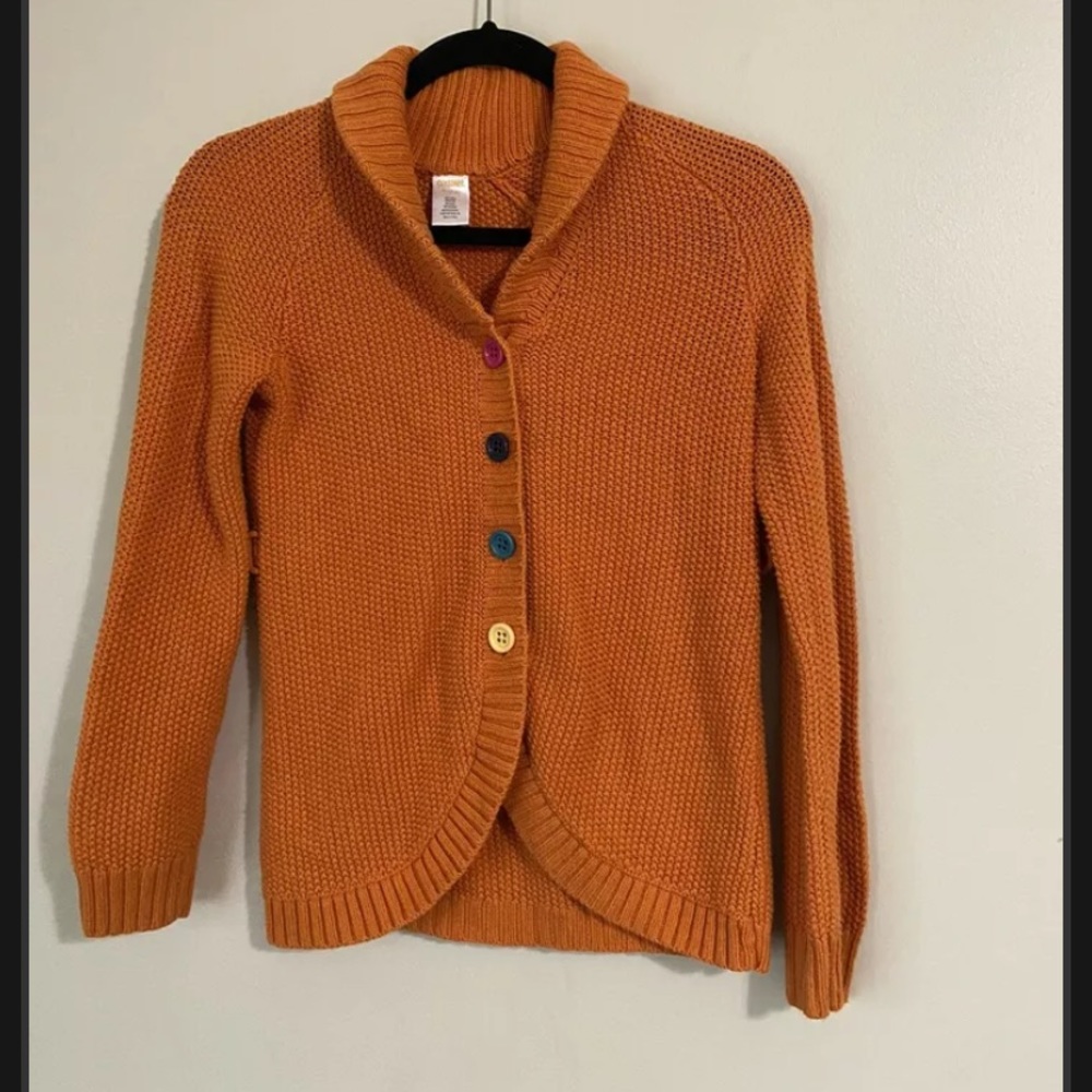 Girls Gymboree orange long line sweater 7/8 M Multicolor Buttons